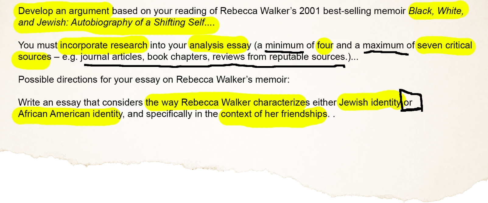 Step 1  -- Example of highlighted and underlined directions