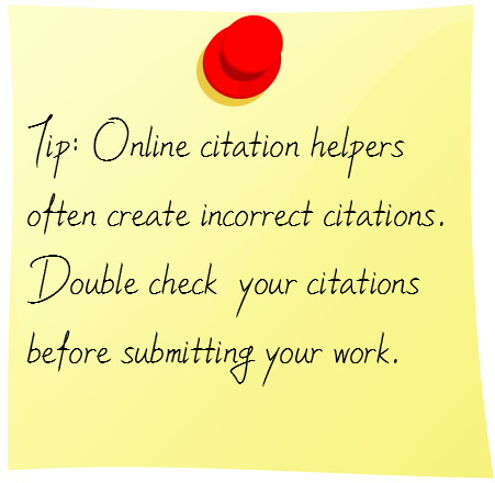 Online citation generators often create incorrect citations, check you list before submitting