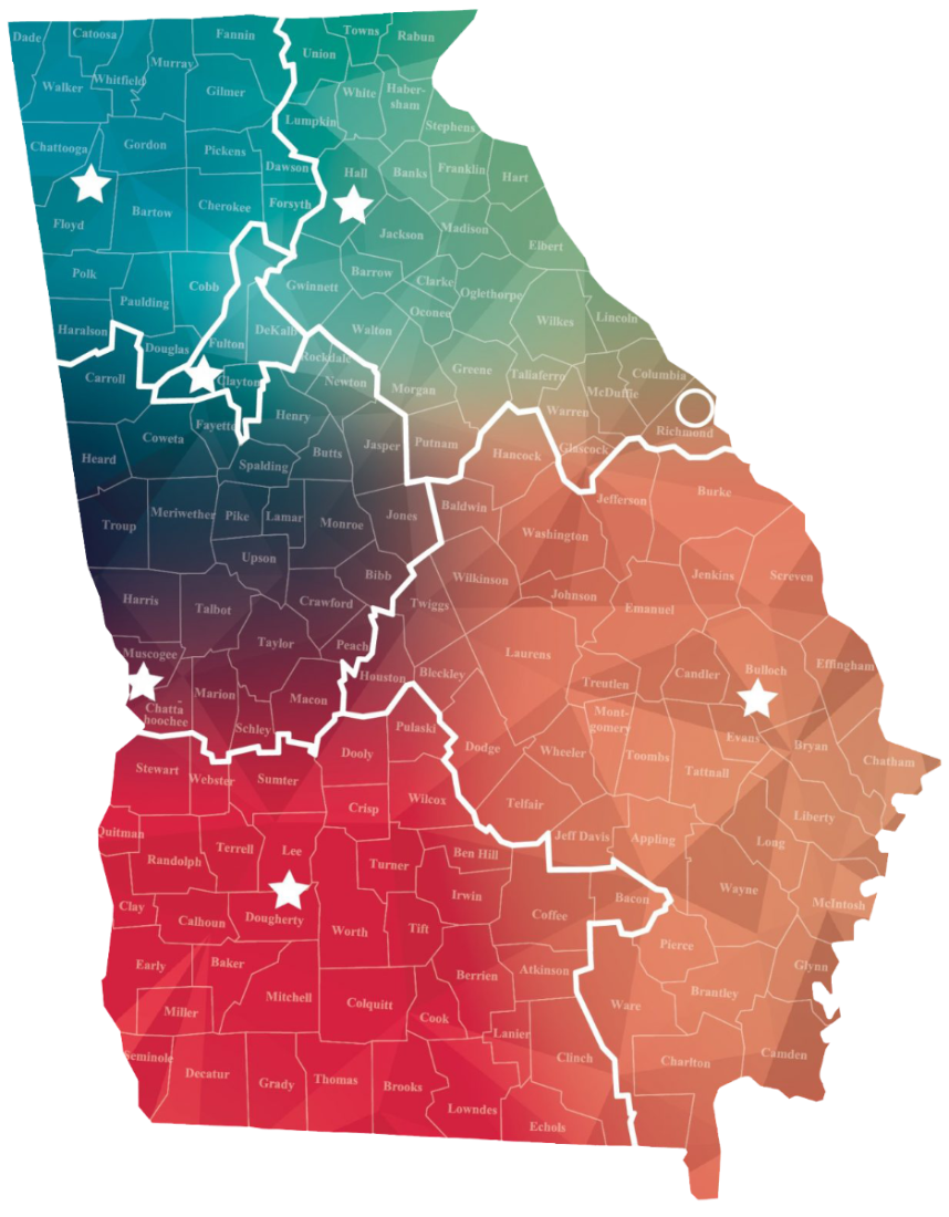 map of ahec locations in georgia