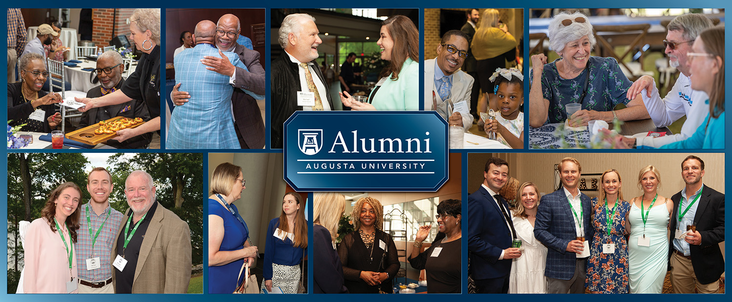 Collage of alumni gathering at events