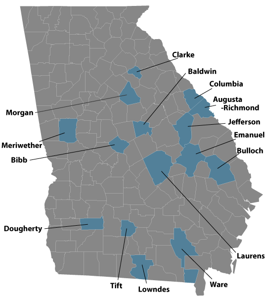 Pediatric Cancer GA counties