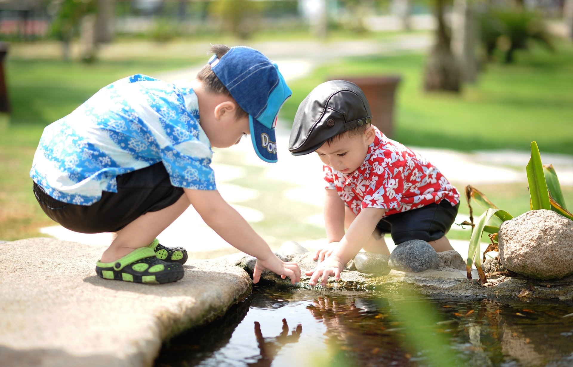 Children playing in puddle