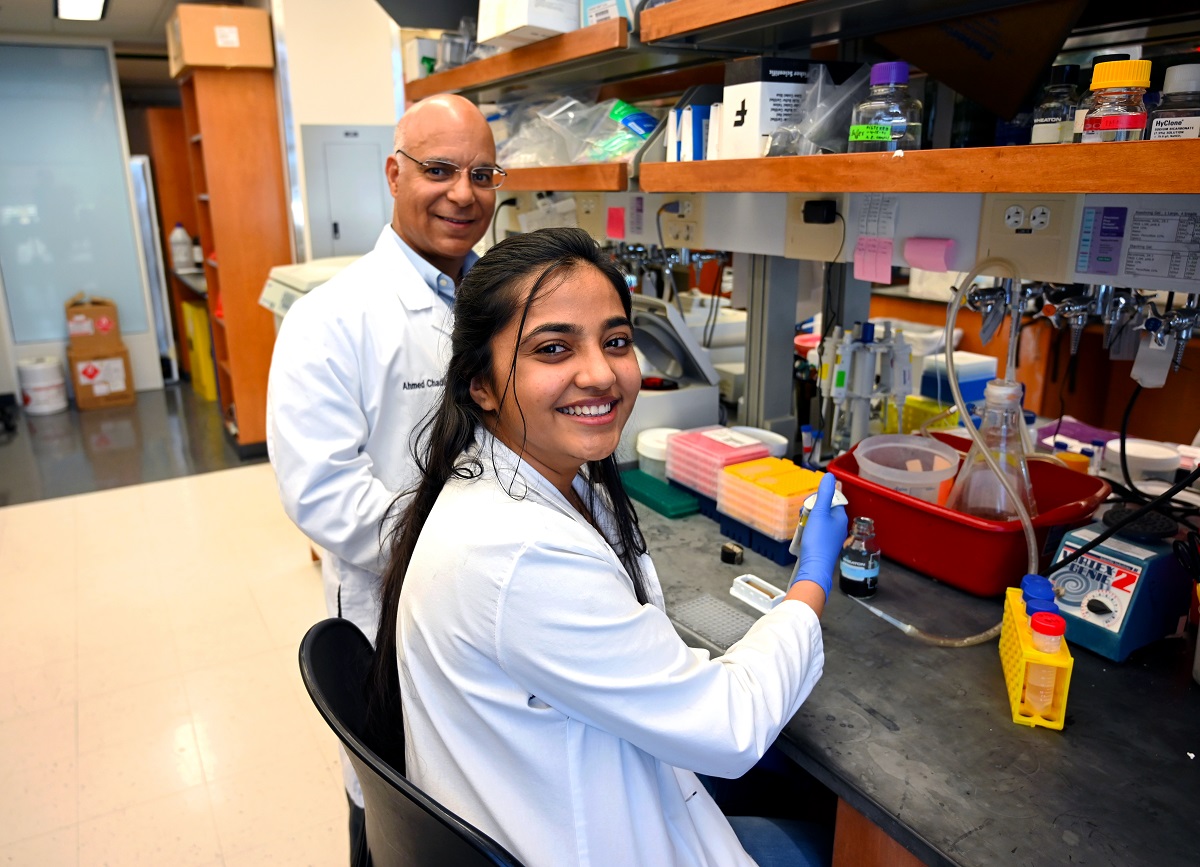 Man and woman in research lab