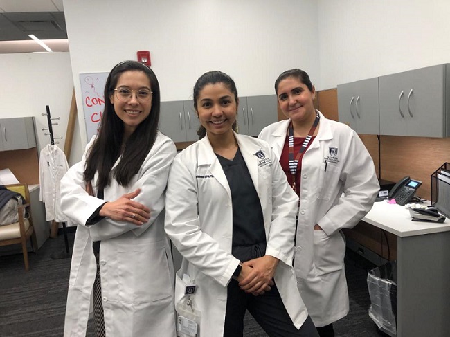 Former Members. From L-R (Dr. Guillen, Dr. Miranda-Galvis, and Dr. De Medeiros) Dr. Guillen was the project manager of the  Teledermatology in Rural Georgia Program during 2022. Currently, she is an internal Medicine resident at Loyola Medical Center, Chicago, IL.