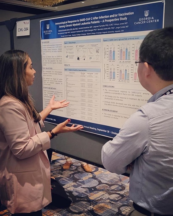 2022 Society of Hematologic Oncology (SOHO) Annual Meeting.  Houston, Texas. Sep. 28 to Oct. 1, 2022. Dr. Miranda-Galvis presenting the work “Immunological Response to SARS-CoV-2 After Infection and/or Vaccination Among Chronic Myeloid Leukemia Patients – A Prospective Study”.