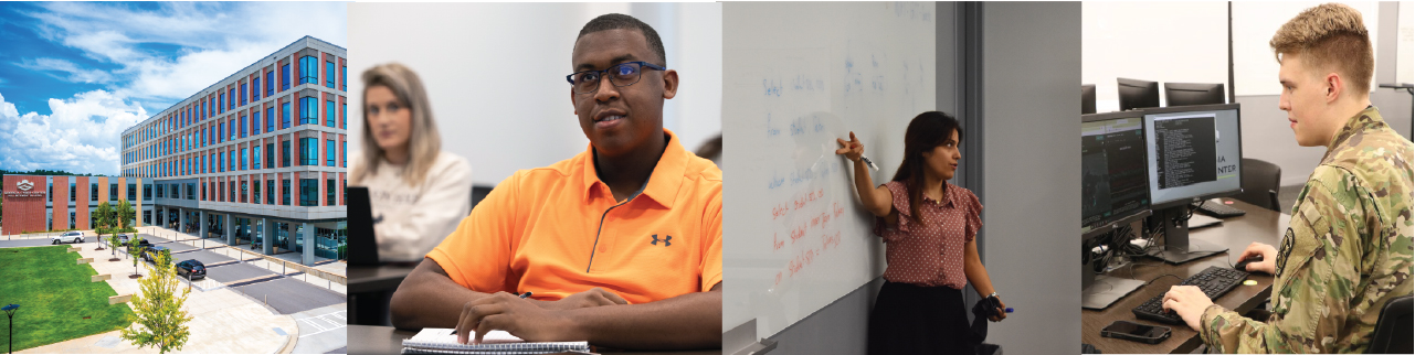 Collage of the faculty, staff and students in the new facilities at Augusta University's College of Cyber and Computer Sciences