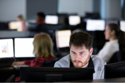 student at computer 