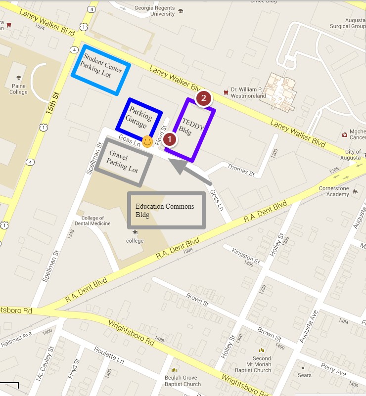 map to goss lane parking deck