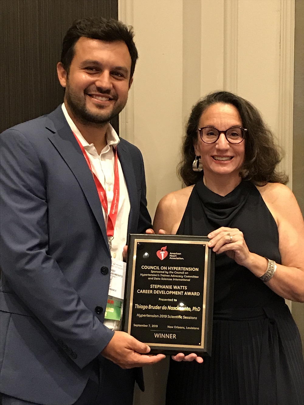 2019 AHA  Hypertension Scientific Session   “Stephanie Watts Career Development Award” awarded  to Thiago BRUDER DO NASCIMENTO 