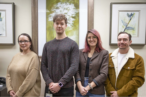 The 2022 T32 student researchers include, from left, Candee Barris, Drew Speese, Katie Anne Fopiano and Karl Diaz-Sanders. 