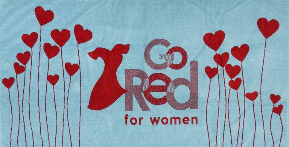 Red dress and Hearts with the text "Go Red for women"