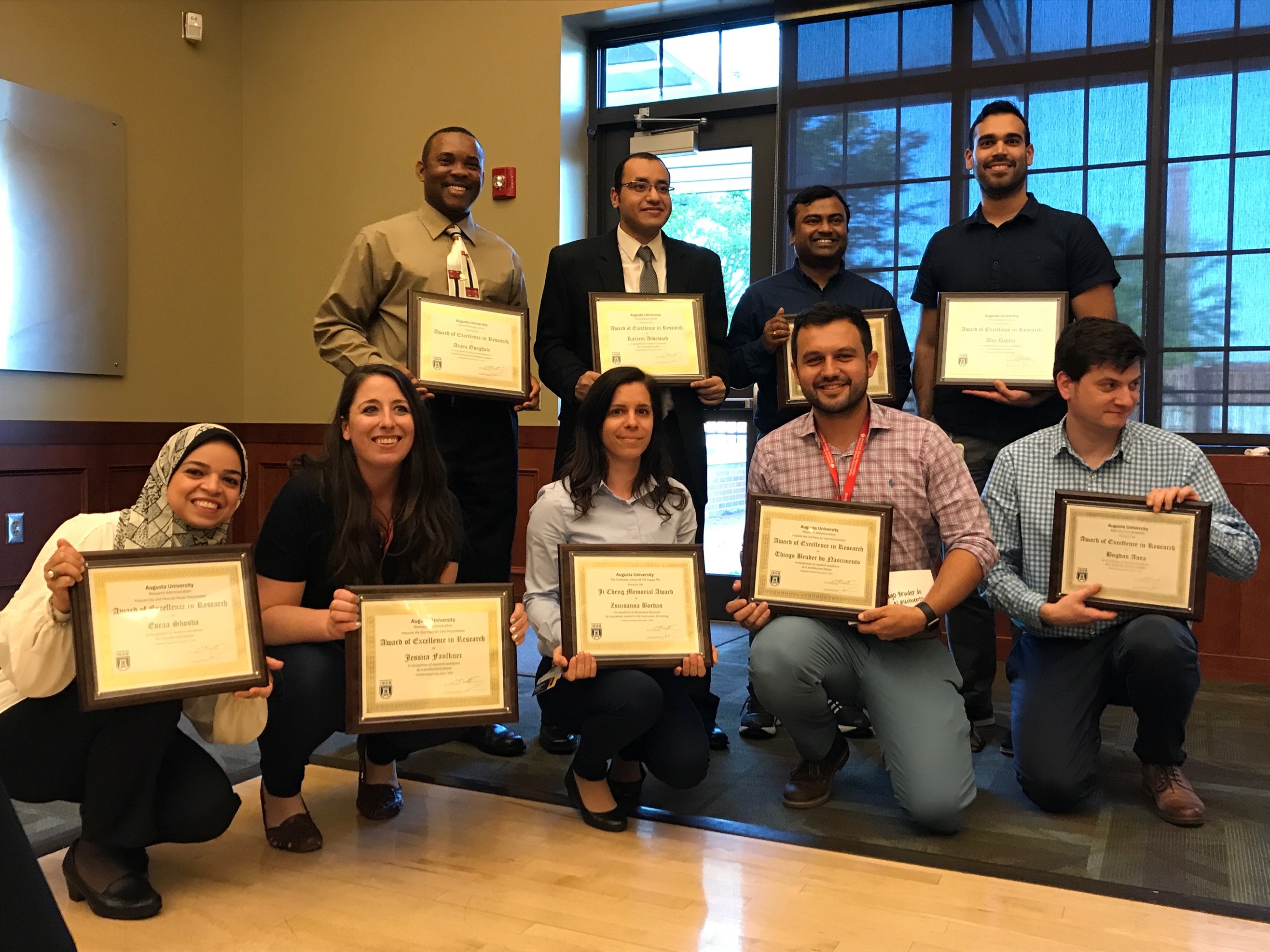 Graduate Research day 2019 Augusta University Award for Excellence in Research by a Postdoctoral Fellow, 