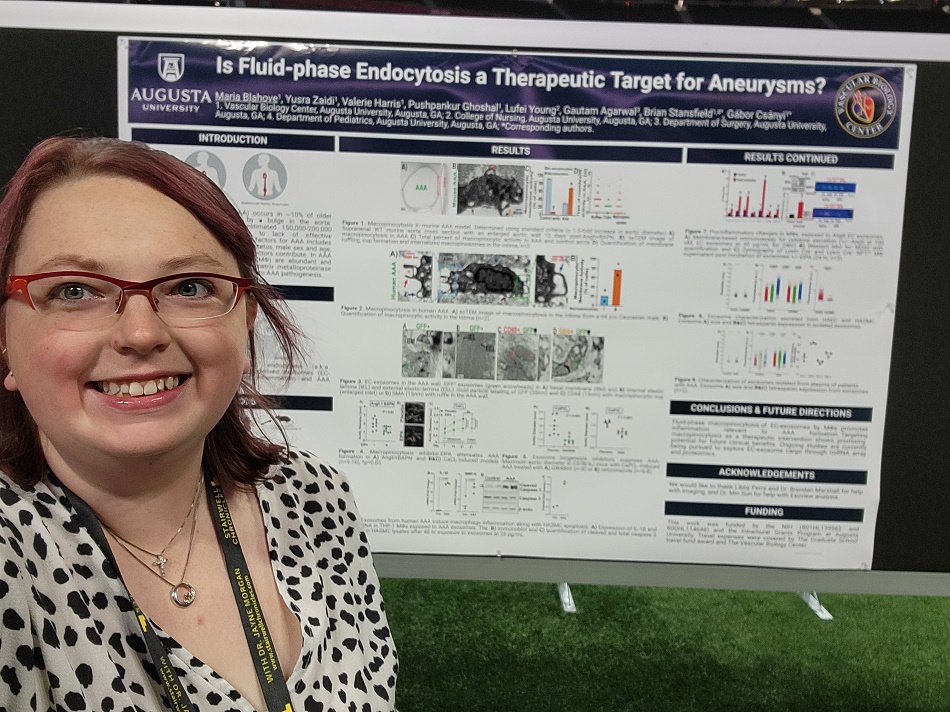 Maria Blahove who is mentored by Dr. Gabor Csanyi, received The Anthony Shuker Scientific Poster Award at the  Center for Global Health Innovation (CGHI) Bio Innovation Summit held October 11th in Atlanta, GA.