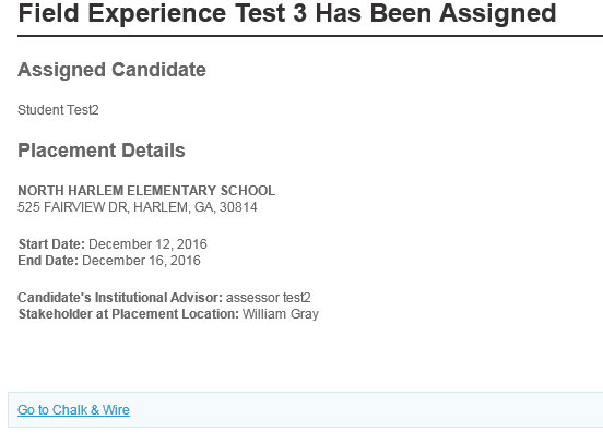 Field Placement Email