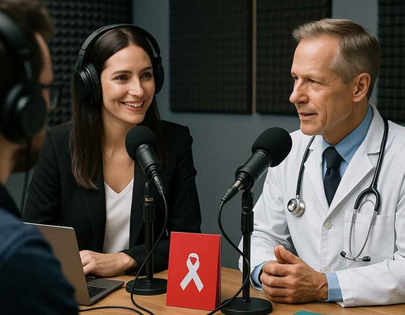 People talking into mics