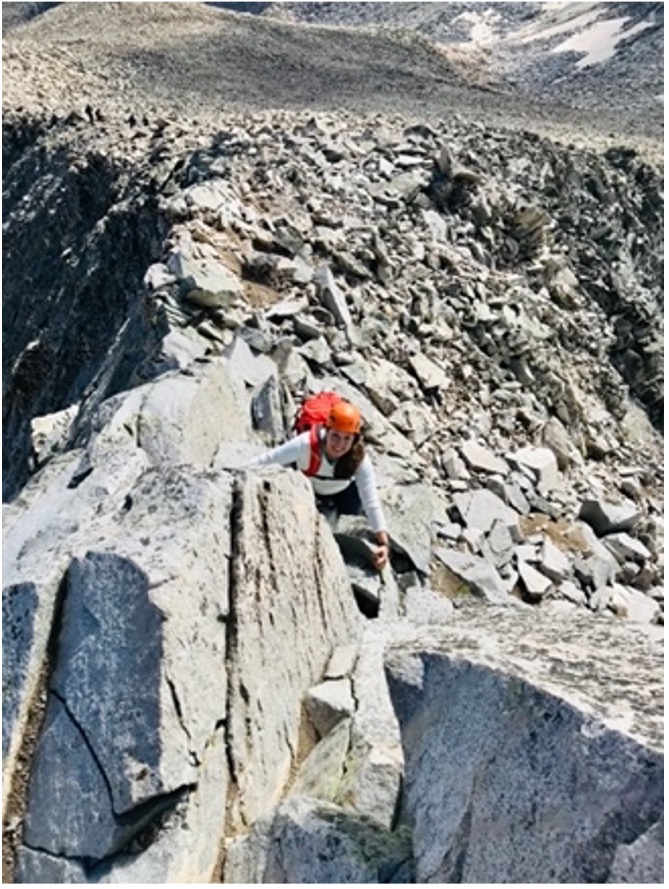 Dr. Peterson climbing a mountain
