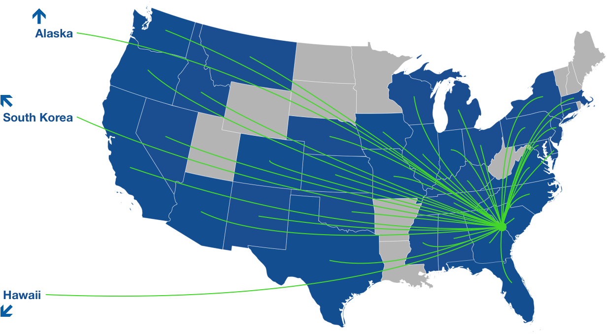 Map of where our residents go when they leave AU