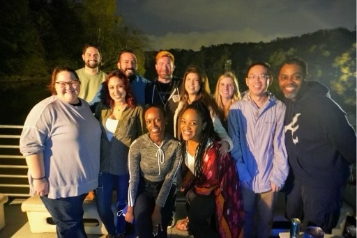 Residents posing after an evening of camaraderie