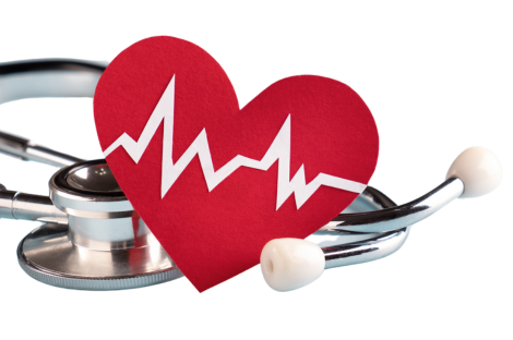 Heart icon over stethoscope