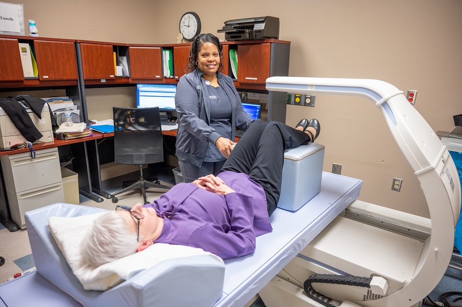 Bone density nurse with patient