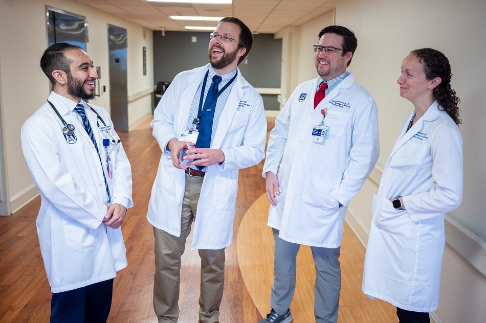 Endocrinology students in hallway