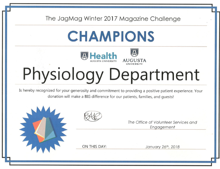 2017 JagMag Champion Certificate