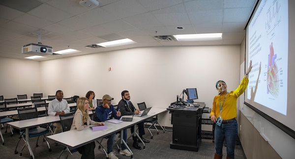 Panorama of master of science students in class