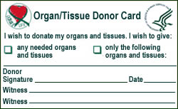 Image of an organ donor card