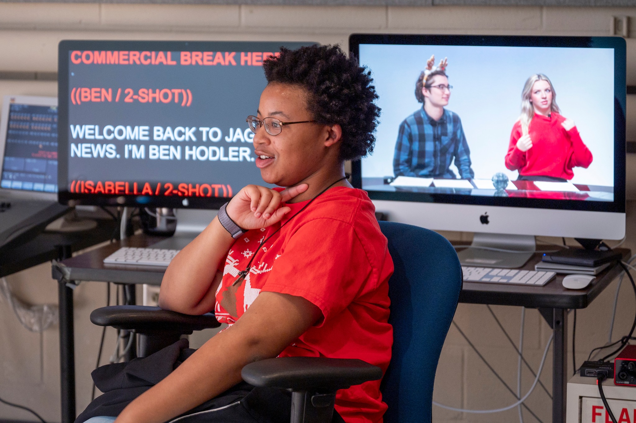 Student working in the TVC lab