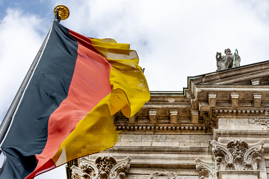 German flag on building