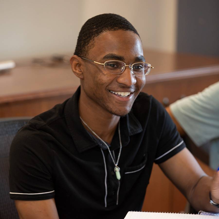 Male student in classroom