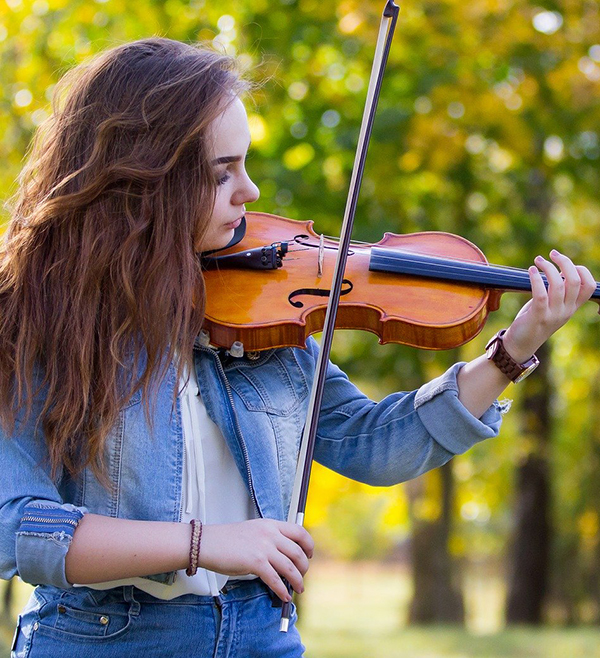 Student playing violin