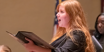 Female student singing