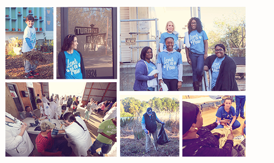 Photos of our students and staff working on community projects