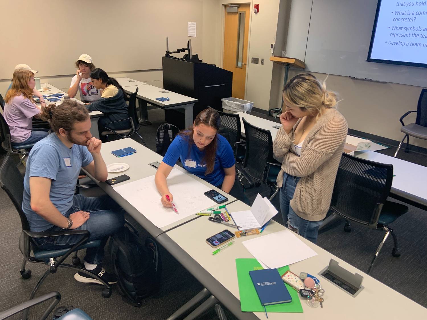 Students making team flags