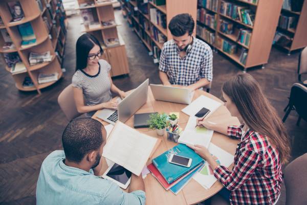 Group of Diverse Students Studying