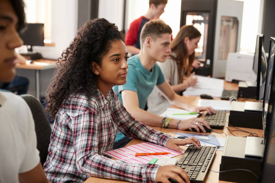 Students Working at Computer