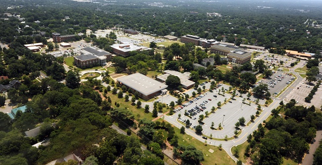 aerial of university campus
