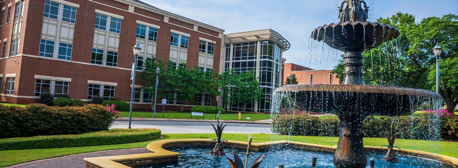 fountain on campus
