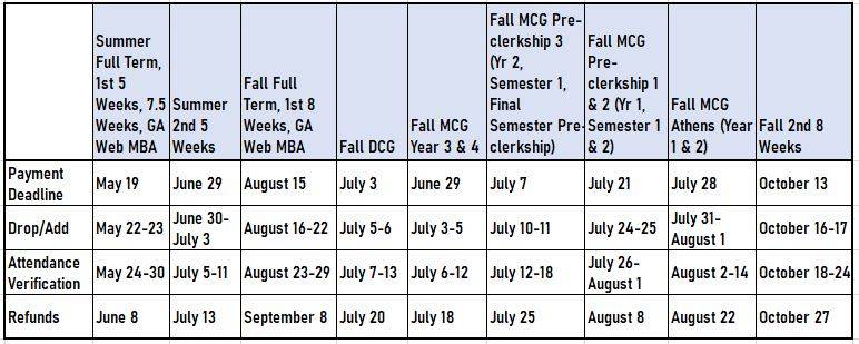 Bursar's Calendar