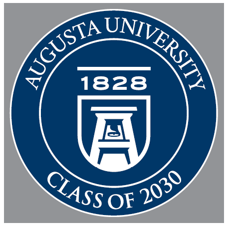 Class of 2030 pin Blue circle with the words Augusta University Class of 2030 in the circle
