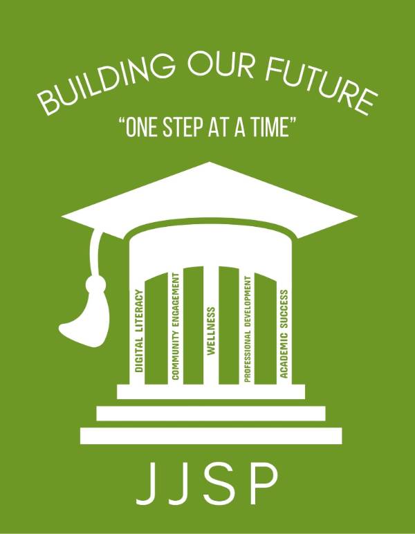 white pillars against a lime green background