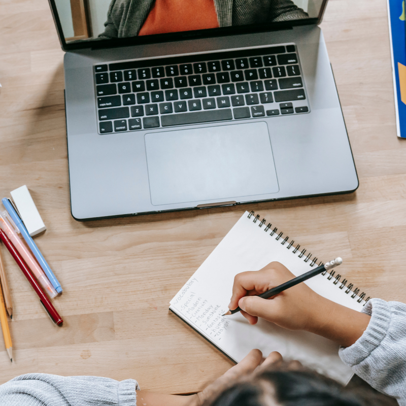 laptop and notes