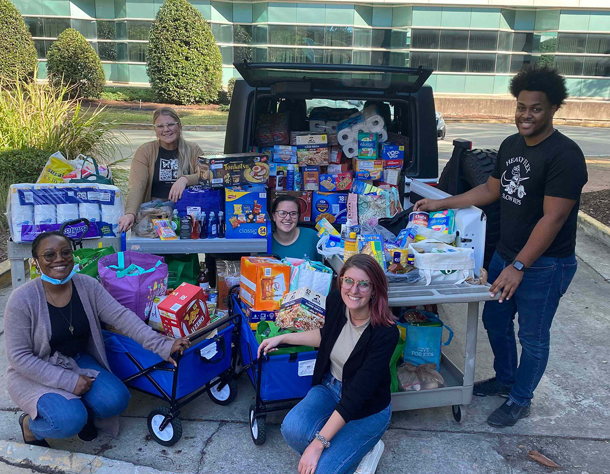 Students With Food Donations