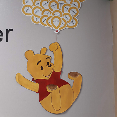 pooh bear on wall