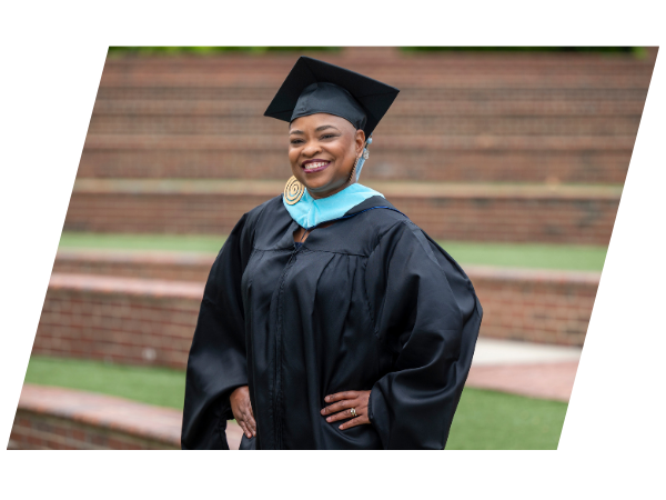Graduate student in cap and gown