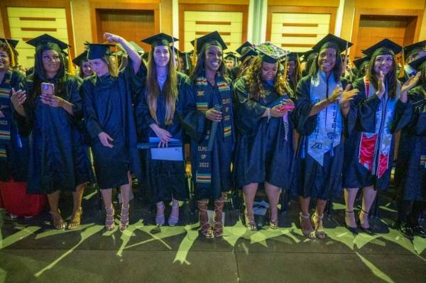 Students turning their tassels at commencement