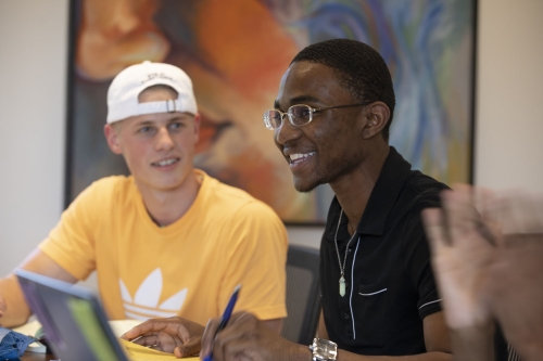 students at table