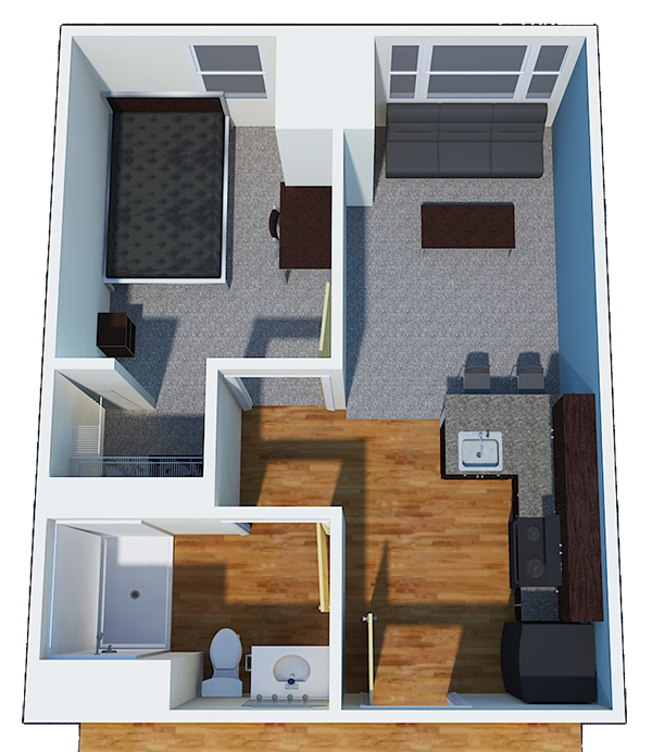 Graduate 1 bedroom apartment with bathroom