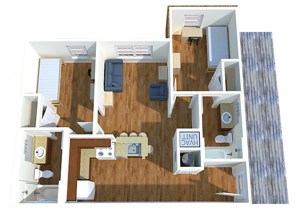 2 bedroom suite floor plan